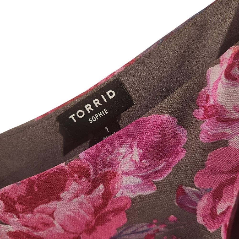 Torrid 1X Swing CAMI Tank Top Sophie Pink Gray Floral - Picture 4 of 4